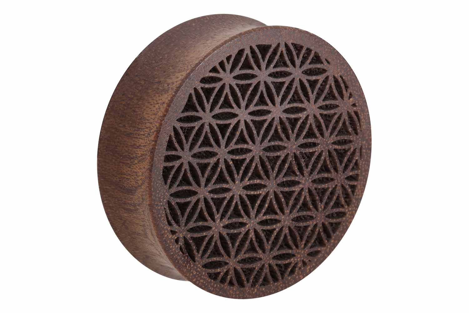 Holz Double Flared Plug BLUME DES LEBENS ++SALE++ von Piercingline